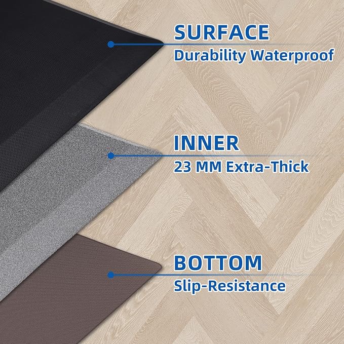 Anti Fatigue Kitchen Mats for Floor, Grey 9/10 Extra Thick Cushioned Standing Desk Mat, Comfort Memory Foam Ergonomic Kitchen Rugs and Mats Non-Slip Waterproof for Office, Kitchen, Sink, 20" x 39"