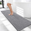 OLANLY Thick Bathroom Runner Rugs 47x17, Extra Soft Absorbent Chenille Bath Rugs, Rubber Backing, Machine Wash Dry, Long Bath Mats for Bathroom Floor, Tub and Shower, Home Decor Accessories, Grey