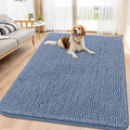 Smiry Dog Door Mat for Muddy Paws 71x46, Absorbent Dirt Trapper, Non-Slip Washable Chenille Entryway Rug for Inside Floor, Airy Blue, Classic Solid