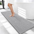 OLANLY Thick Bathroom Runner Rugs 47x17, Extra Soft Absorbent Chenille Bath Rugs, Rubber Backing, Machine Wash Dry, Long Bath Mats for Bathroom, Tub and Shower, Home Decor Accessories, Light Grey