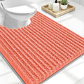 OLANLY Toilet Rugs U Shaped 24x20, Thick Soft and Absorbent Chenille Contour Bath Mat, Non-Slip Rubber Backing, Machine Washable Quick Dry Toilet Mat, Home Decor Accessories, Coral
