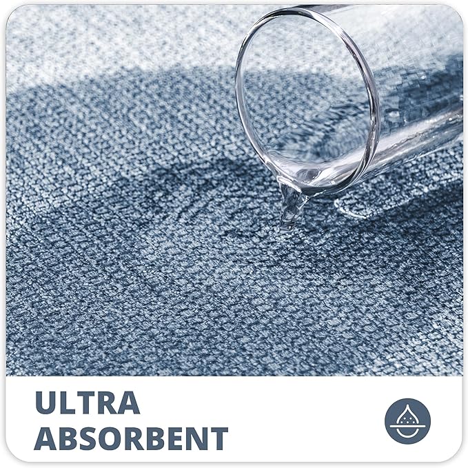 Bosap Bathroom Rugs Set 2 Pieces,Thin Bathroom Mats,Toilet Rugs,Quick Dry,Non-Slip,Machine Washable,Low Pile,Absorbent Bath Mats,Shower,Sink,Home Decor Accessories.Blue,1'5"x2'3"+1'8"x2" U Shape