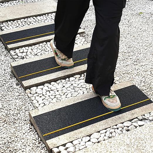 COSIMIXO 6" x 30" 10Pack Anti Slip Stair Tread with Reflective Strips,Best Grip Non Skid Tape,Anti-Skid Tape, High Traction Adhesive for Stairs Step