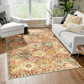 Lahome Moroccan Trellis Washable Small Area Rug, 3x5 Area Rug for Bedroom Living Room, Non-Slip Oriental Accent Throw Carpet for Kitchen Office Entryway Bathroom Office Elise, Red/Orange