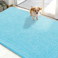 OLANLY Dog Door Mat for Muddy Paws 50x30, Absorbs Moisture and Dirt, Absorbent Non-Slip Washable Doormat, Quick Dry Chenille Mud Mat for Dogs, Entry Indoor Entryway Carpet for Inside Floor, Blue