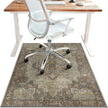 36"x48" Office Chair Mat for Hardwood Tile Floor, Under Desk Carpet Protector for Rolling Computer Chair Mat, Machine Washable Area Rug, Anti-Slip 1/5" Thick Low Pile Thin Vinyl Floor Mat, Brown
