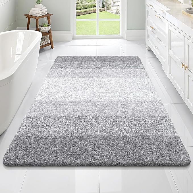 OLANLY Large Bathroom Rugs Mat 70x46, Extra Soft Absorbent Microfiber Bath Rugs, Rubber Backing, Quick Dry, Washable Bath Mats for Bathroom Floor, Tub and Shower, Home Decor Accessories, Light Grey