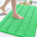 Grandaily Chenille Striped Bathroom Rugs 30x20, Extra Thick and Soft Absorbent Bath Mats, Rubber Backing, Plush Shaggy Shower Carpet, Machine Wash Dry, Bath Rug for Bathroom, Mint Green