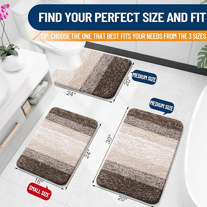 OLANLY Large Bathroom Rugs Mat 44x32, Extra Soft Absorbent Microfiber Bath Rugs, Rubber Backing, Quick Dry, Washable Bath Mats for Bathroom Floor, Tub and Shower, Home Decor Accessories, Light Brown