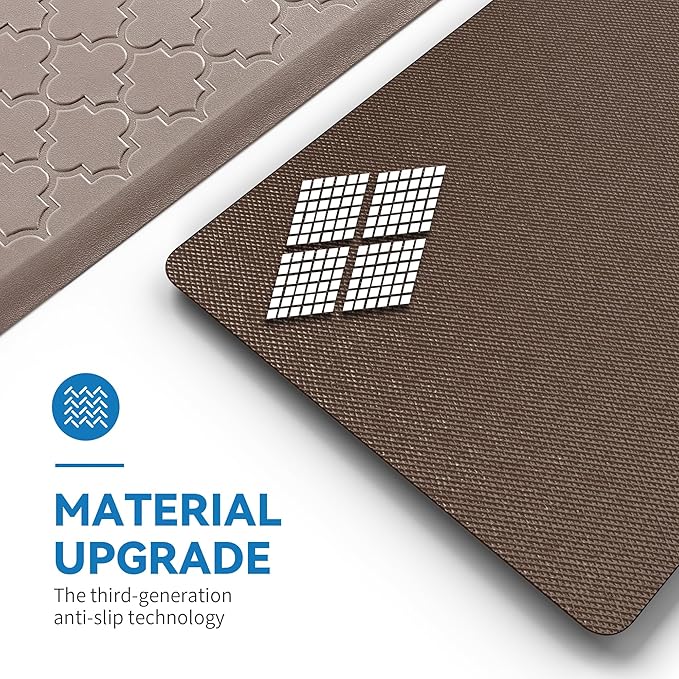 Kitchen Mat Cushioned Anti Fatigue for Floor, Non-Slip Waterproof Comfort Rug for Kitchen Sink, Standing Desk & Laundry, 20"x60", Khaki