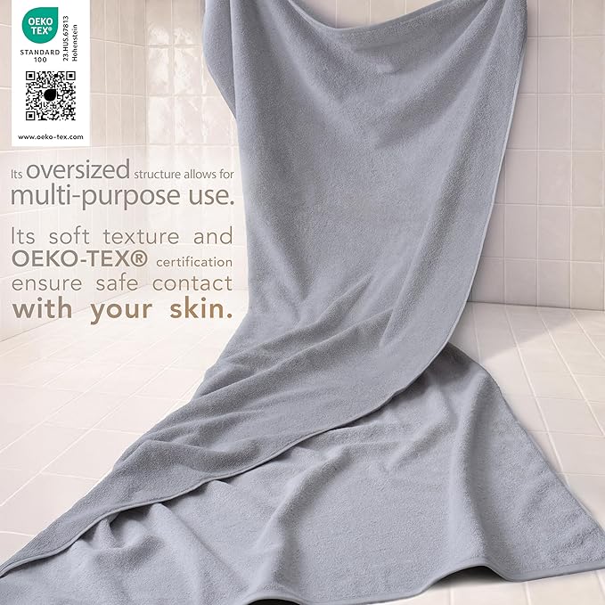 Cotton Paradise 100% Cotton Turkish Towel, Soft Absorbent Quick Dry, 40x80 Oversized Bath Sheet Towel, Light Grey