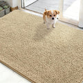 OLANLY Dog Door Mat for Muddy Paws 50x30, Absorbs Moisture and Dirt, Absorbent Non-Slip Washable Doormat, Quick Dry Chenille Mud Mat for Dogs, Entry Indoor Entryway Carpet for Inside Floor, Beige