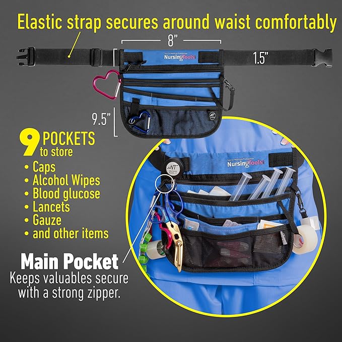 Kangapak Nurse Fanny Pack Multi Compartment Waist Organizer Tool Bag for Students, Practitioners & Medical Professionals