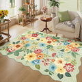 DUKINO 4x6 Area Rug, Floral Non-Slip Indoor Washable Rug with Low Pile & Non-Shedding, Lightwight Boho Design Carpet for Entryway, Bedroom, Kids Room, Living Room, Kitchen, Green