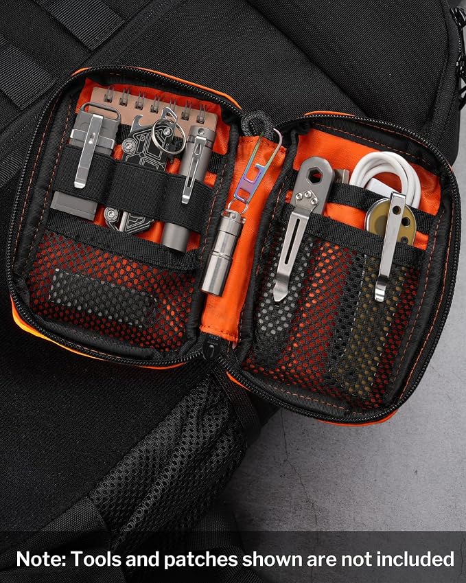 VIPERADE VE26 EDC Pouch Organizer with 11 Compartments, Small Tool Pouch with DIY Patches Area, EDC Pocket Organizer for Mutitools