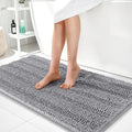 OLANLY Thick Bathroom Runner Rugs 44x24, Extra Absorbent Chenille Striped Bath Rugs, Rubber Backing, Machine Wash Dry, Long Bath Mats for Bathroom Floor, Tub and Shower, Home Decor Accessories, Grey