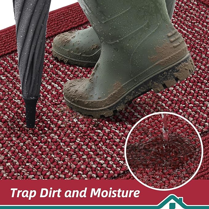 BEQHAUSE Indoor Door Mat 20" x 48", Dirt Trapper Door Mats Non-Slip Entryway Rugs Washable, Resist Dirt Absorbent Welcome Mat, Low Profile Floor Mats for Front Back Door and Entryway, Red