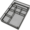 shenee Desk Drawer Organizer Tray,Drawer Organizer for Office and Home,Desk Organizer with Drawers,7 Compartments,Non-Slip Desk Organizers (Black, 12.3" L x 8.3" W x 1.8" H)
