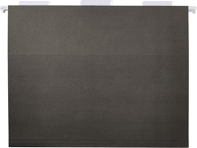 Amazon Basics Hanging File Folders with Adjustable Tabs for Document Organization, Letter Size, 8.5x11 inches, Black, 25-Pack