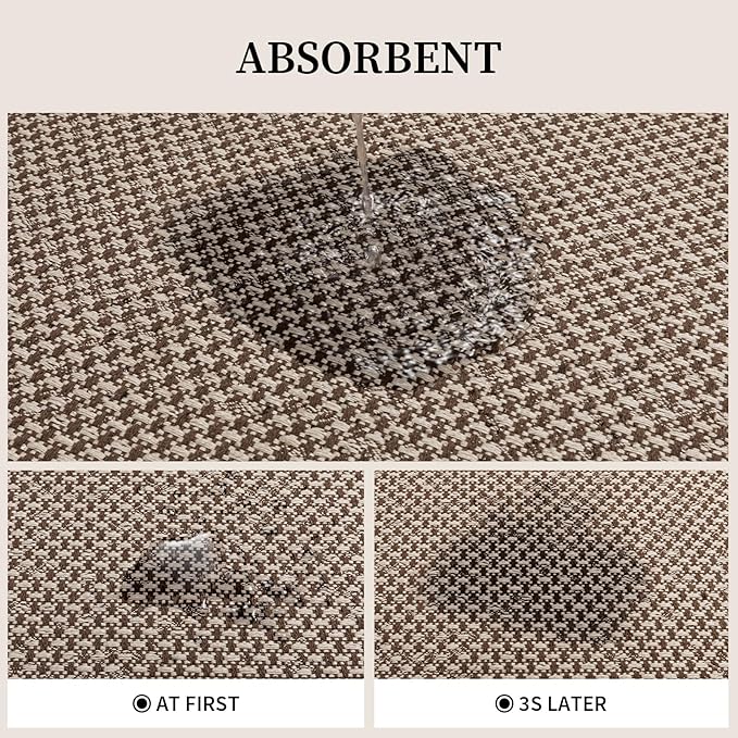 YIHOUSE Thin Bath Mat Khaki Bathroom Rugs Sets 3 Pieces, Non Slip Absorbent Bath Mats Quick Dry, Woven Braided Rugs Washable,Tapetes para Baño for Bathroom,Bathtub(17"x24"+17"x32"+17"x32")