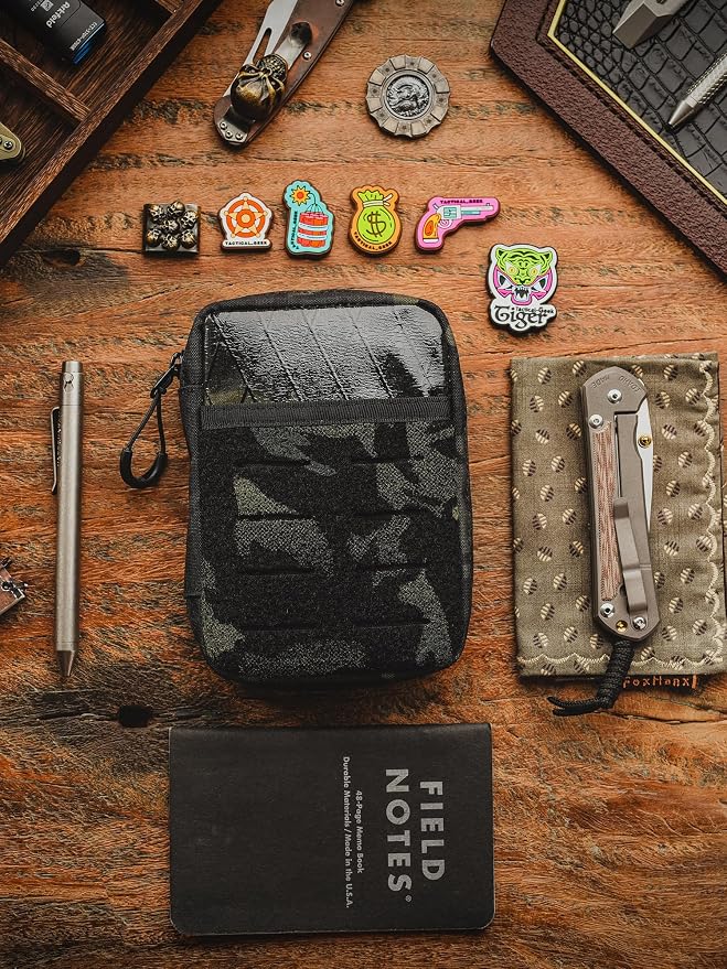 TACTICAL GEEK Block E3.0 EDC Compact Waist Pocket Pouch, Men EDC Pouch Organizer, Multi-Purpose Molle Tool Pouch, Utility Tool Organizer Bag for Daily Essentials Carry(Black Camo)