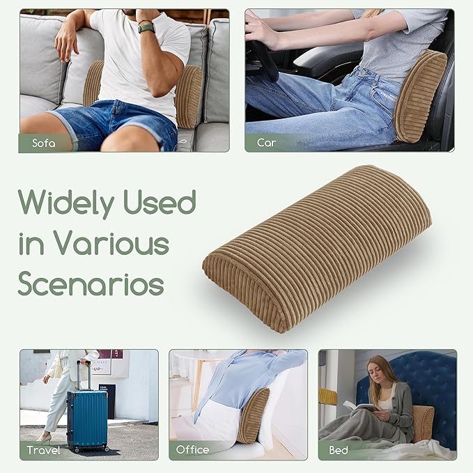 HIGOGOGO Lumbar Support Pillow for Recliner Chair/Accent Chair/Couch, Memory Foam Back Support Cushion for Elderly, Recliner Cushions for Back Rest, Pain Relief, Reading, Washable Cover, Coffee
