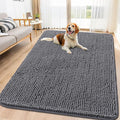 Smiry Dog Door Mat for Muddy Paws 70x32, Absorbent Dirt Trapper, Non-Slip Washable Chenille Entryway Rug for Inside Floor, Dark Grey, Classic Solid