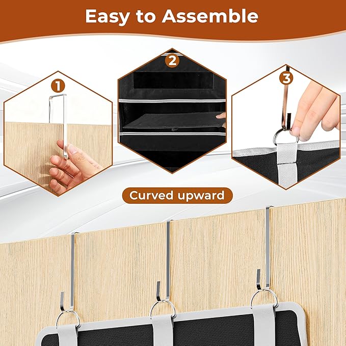5 Tier Over The Door Organizer - Large Capacity Behind Door Hanging Shelves with 10 Mesh Pockets and Clear Windows, Closet Organizers and Storage for Bathroom, Bedroom, Nursery, Black
