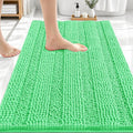 OLANLY Thick Bathroom Rugs 30x20, Extra Soft Absorbent Chenille Striped Bath Rugs, Rubber Backing, Machine Wash Dry, Bath Mats for Bathroom Floor, Tub and Shower, Home Decor Accessories, Mint Green