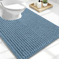 OLANLY Thick Toilet Rugs U-Shaped 24x20, Extra Soft Absorbent Shaggy Chenille Contour Bathroom Rugs for Toilet, Dry Quickly, Machine Washable, Non-Slip Bath Mat, Airy Blue