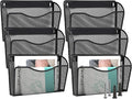 EASEPRES 6 Single Pocket Mesh Hanging File Organizer, Vertical Wall Mounted Magazine File Holder, Mount Basket Mail Paper Document Folder Organizing for Office, Home and School, Black