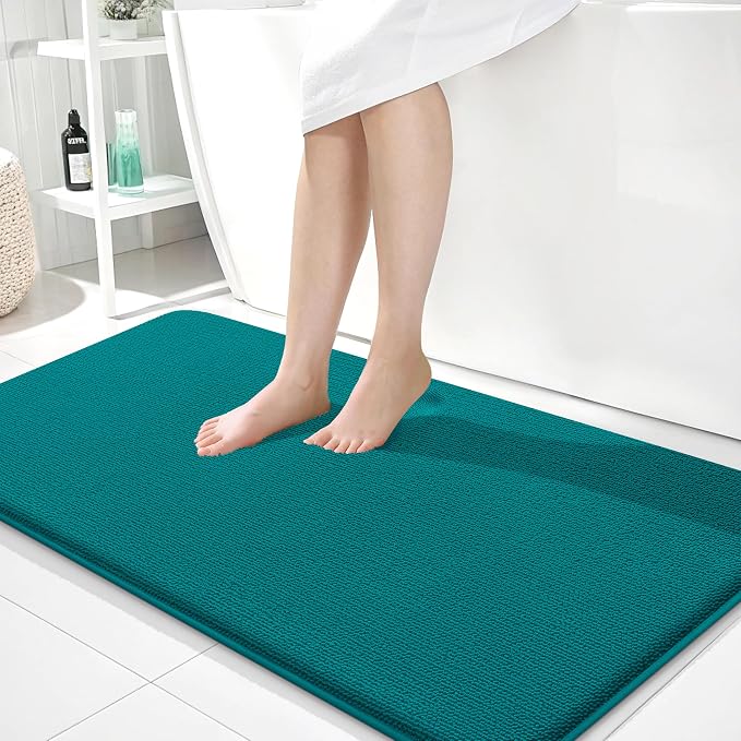 OLANLY Thick Memory Foam Bathroom Runner Rugs 44x24, Extra Soft Absorbent Long Bath Rug, Quick Dry, Non-Slip, Machine Washable Bath Mats for Bathroom, Tub and Shower, Home Decor Accessories, Deep Lake