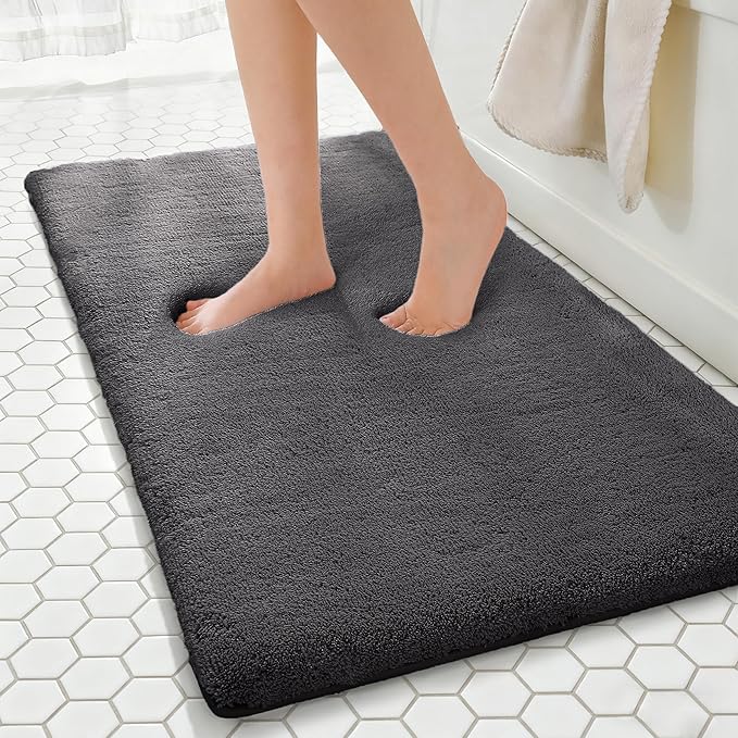 MINIDEAR Bathroom Rugs 70x24 Volcanic Gray - Thick Memory Foam Bath Mat, Ultra Soft & Plush Fluffy, Non-Slip, Quick Dry, Absorbent Washable Floor Microfiber Mat for Tub, Home Decor Accessories
