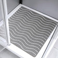 Square Shower Mat 32x32 Inch Non Slip Large Bath Mat for Inside Shower Loofah Soft Textured Bathroom Floor Mat Foot Massage Scrubber for Wet Area, Not Suction Cups, Quick Drying (White Wave Lines)