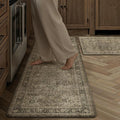Vintage Kitchen Mats for Floor Anti Fatigue Waterproof Kitchen Rugs Sets of 2 Brown Cushioned Non-Slip Kitchen Mats Comfort Standing Mat for Sink Laundry Office 17.3"×47"+17.3"×30"