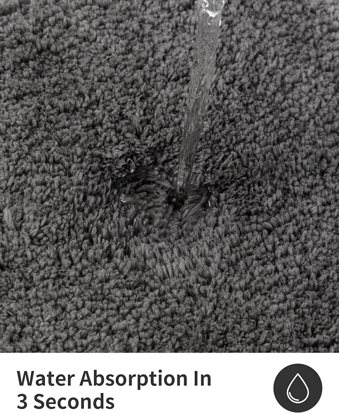 ILANGO Dark Gray Bathroom Rugs 70" × 24" Non Slip & Super Absorbent Thick Soft, Washable Bath Carpet Runner for Floor, Microfiber Plush Shaggy Bath Mats with Rubber for Bedroom Bathtub Shower Room