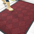 OLANLY Front Door Mat Outside Entrance 47x32, Absorbent, Heavy Duty Sturdy Natural Rubber Doormat Indoor Outdoor, Stain Fade Resistant, Non-Slip Low Profile Floor Mat for Entryway, Black Red Diamond