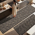 Kitchen Rugs Sets of 2-Non Slip Kitchen Mats for Floor-Thick Stain Resistant Vintage Kitchen Floor Mat Runner Carpet for Hallways Entryway Laundry Room Washable（Black 24"x79"+20"x47"）