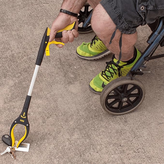 RMS 2-Pack 21 Inch Grabber Reacher with Rotating Jaw - Mobility Aid Reaching Assist Tool
