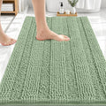 OLANLY Thick Bathroom Rugs 30x20, Extra Soft Absorbent Chenille Striped Bath Rugs, Rubber Backing, Machine Wash Dry, Bath Mats for Bathroom Floor, Tub and Shower, Home Decor Accessories, Sage Green