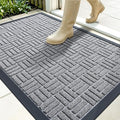 OLANLY Front Door Mat Outside Entrance 35x23, Absorbent, Heavy Duty Sturdy Natural Rubber Doormat Indoor Outdoor, Non-Slip, Stain and Fade Resistant, Low Profile Floor Mat for Entryway, Charcoal Gray