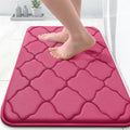 OLANLY Memory Foam Bath Mat Rug 24x16, Ultra Soft and Absorbent Bathroom Rugs, Non-Slip, Comfortable, Machine Washable Bath Carpet for Bathroom Floor, Tub, Shower and Home Decor Accessories, Deep Pink