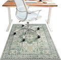 48"x60" Office Chair Mat for Hardwood Tile Floor, Under Desk Carpet Protector for Rolling Computer Chair Mat, Machine Washable Area Rug, Anti-Slip 1/5" Thick Low Pile Thin Vinyl Floor Mat, Green