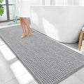 OLANLY Thick Bathroom Runner Rugs 59x24, Extra Soft Absorbent Chenille Bath Rugs, Rubber Backing, Machine Wash Dry, Long Bath Mats for Bathroom, Tub and Shower, Home Decor Accessories, Light Grey