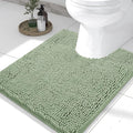Smiry Luxury Chenille Toilet Rugs U-Shaped 24x20, Soft Absorbent Non-Slip Contour Bathroom Rugs for Toilet, Machine Washable Contoured Bath Mats, Sage Green