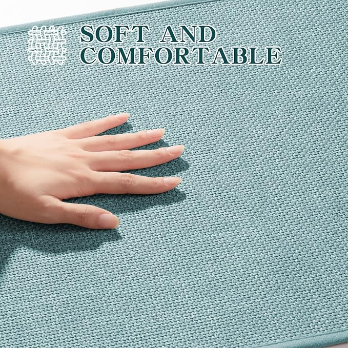 chakme Bathroom Rugs Mat 36x25, Ultra Thin Non Slip Bath Mat Large Quick Dry Absorbent Bath Mat for Bathroom Floor, (Navy Blue, 36"x25")