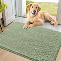 Smiry Dog Door Mat for Muddy Paws 36x24, Absorbent Dirt Trapper, Non-Slip Washable Chenille Entryway Rug for Inside Floor, Sage Green, Classic Solid
