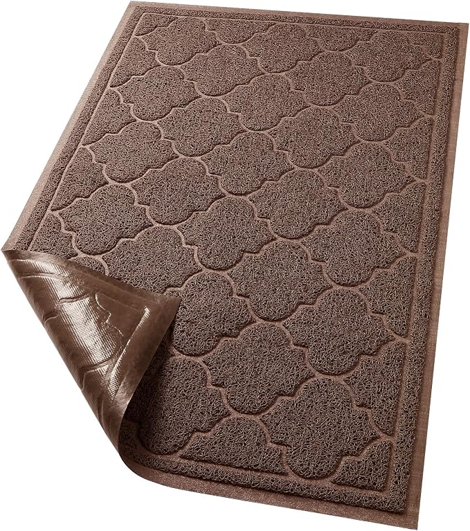 LuxStep Door Mat Large 24"x36"Indoor Outdoor Doormat, Non-Slip Low-Profile Design Floor Mat, Trap Dirt and Dust Front Door Welcome Mat for Entryway,Patio,Garage,High Traffic Areas,Coffee