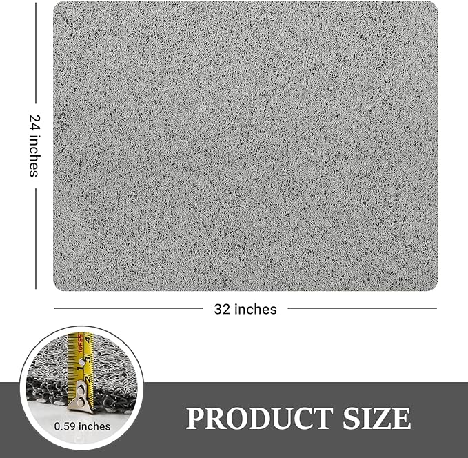 LuxStep Shower Mat Bathtub Mat,24x32 inch, Non-Slip Bath Mat with Drain, Quick Drying PVC Loofah Bathmat for Tub,Shower,Bathroom (Phthalate Free,Grey)