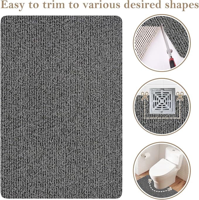 Shower Mat Bathtub Mat Non-Slip,36x16 inch, Soft Tub Mat with Drain,PVC Loofah Bath Mat (Phthalate Free) for Tub and Bathroom,Quick Drying,Black